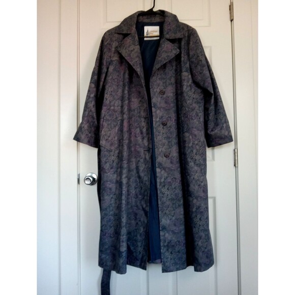 VTG London Fog Wamsutta Woven Tapestry Trench Coat Wms Sz 12 Petite - Picture 11 of 15